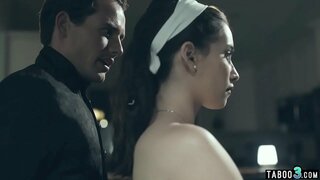 เล็ก titted วัยรุ่นแม่บ้านพอใจ hubbys ไอ้จ้อนใหญ่